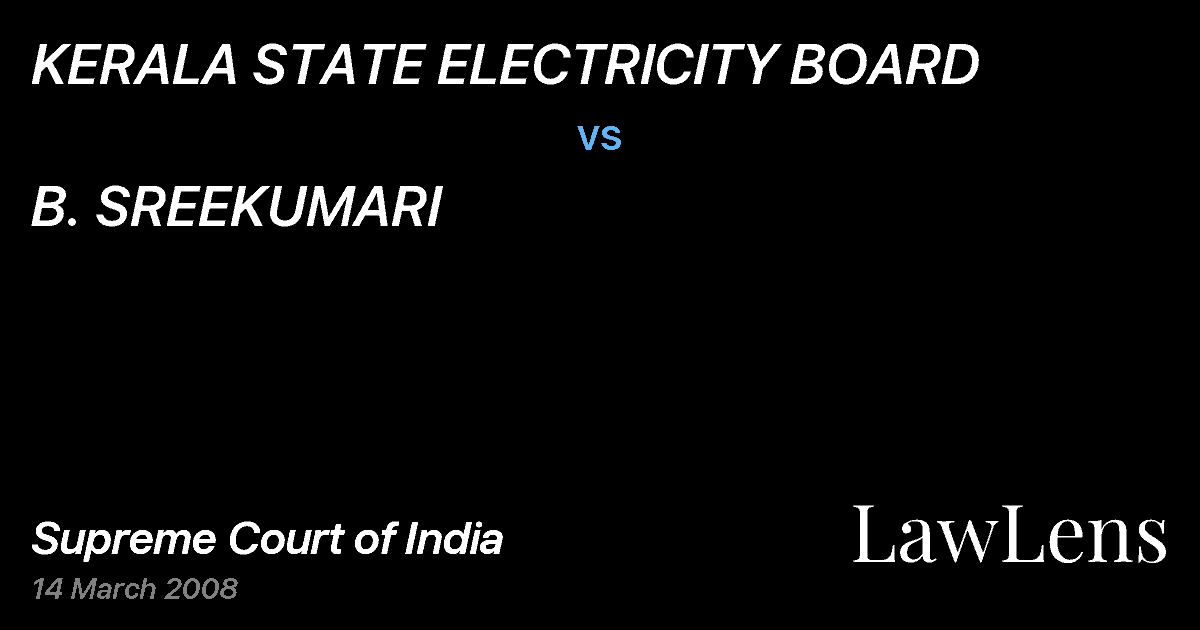 Preview image for KERALA STATE ELECTRICITY BOARD vs. B. SREEKUMARI