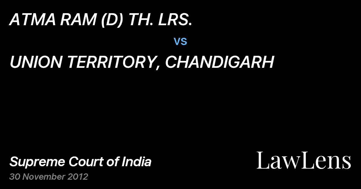 Preview image for ATMA RAM (D) TH. LRS. vs. UNION TERRITORY, CHANDIGARH
