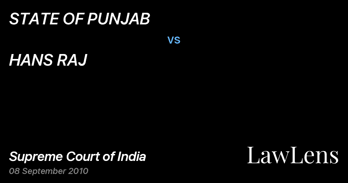 Preview image for STATE OF PUNJAB vs. HANS RAJ