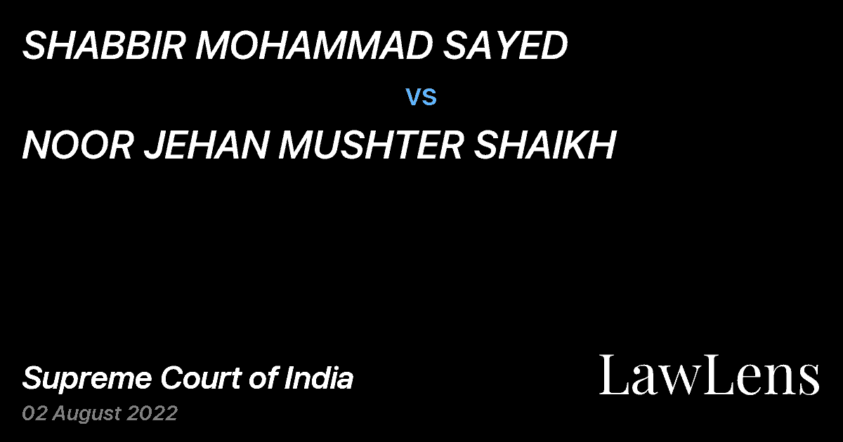 Preview image for SHABBIR MOHAMMAD SAYED vs. NOOR JEHAN MUSHTER SHAIKH