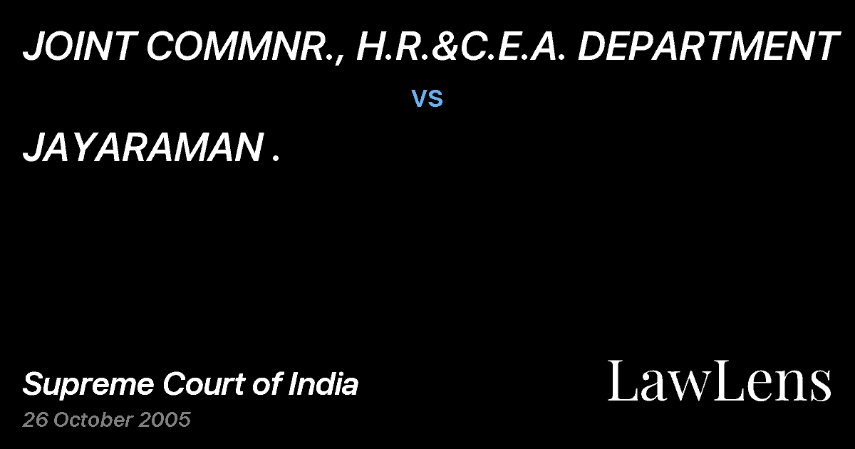 Preview image for JOINT COMMNR., H.R.&C.E.A. DEPARTMENT vs. JAYARAMAN .
