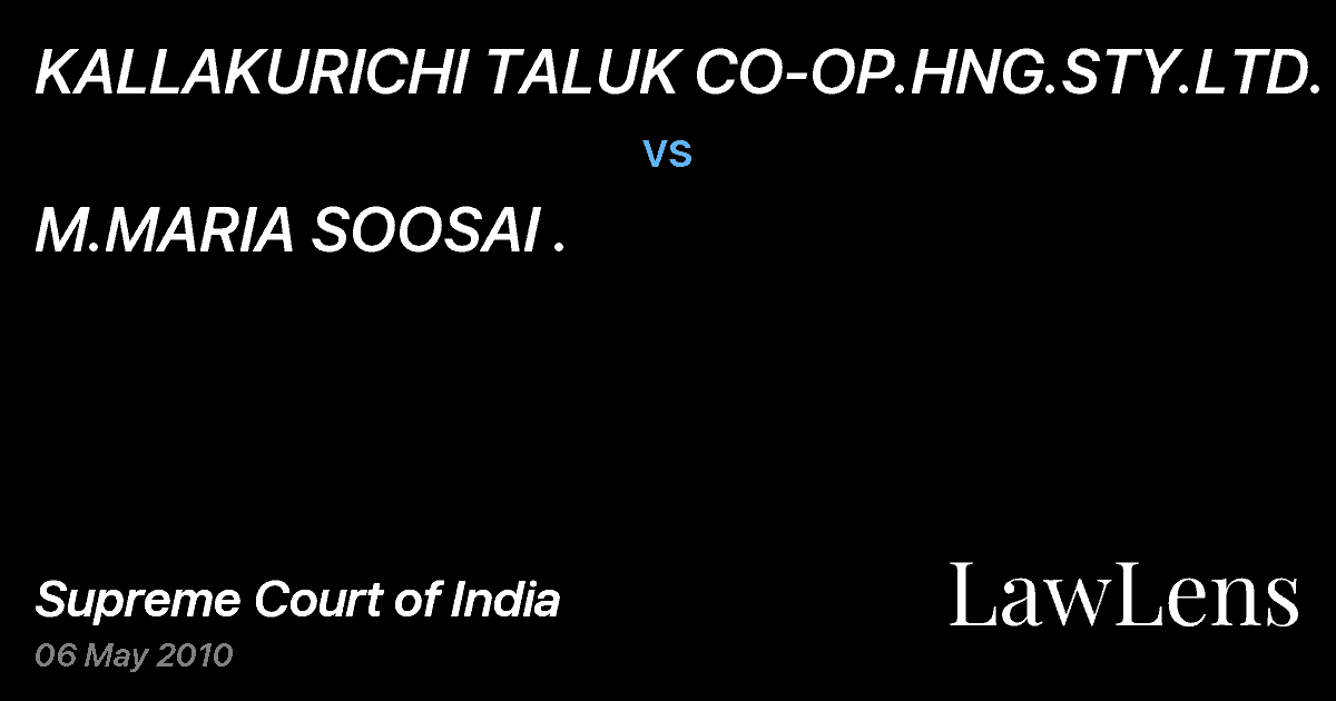 Preview image for KALLAKURICHI TALUK CO-OP.HNG.STY.LTD. vs. M.MARIA SOOSAI .