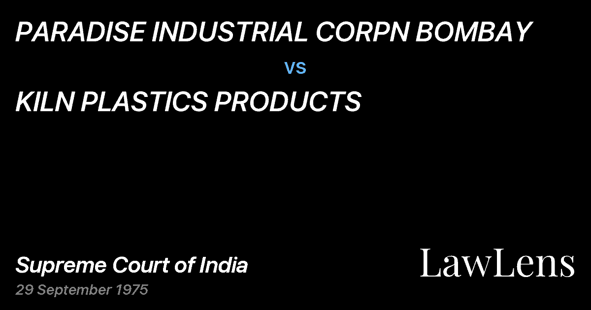 Preview image for PARADISE INDUSTRIAL CORPN BOMBAY vs. KILN PLASTICS PRODUCTS