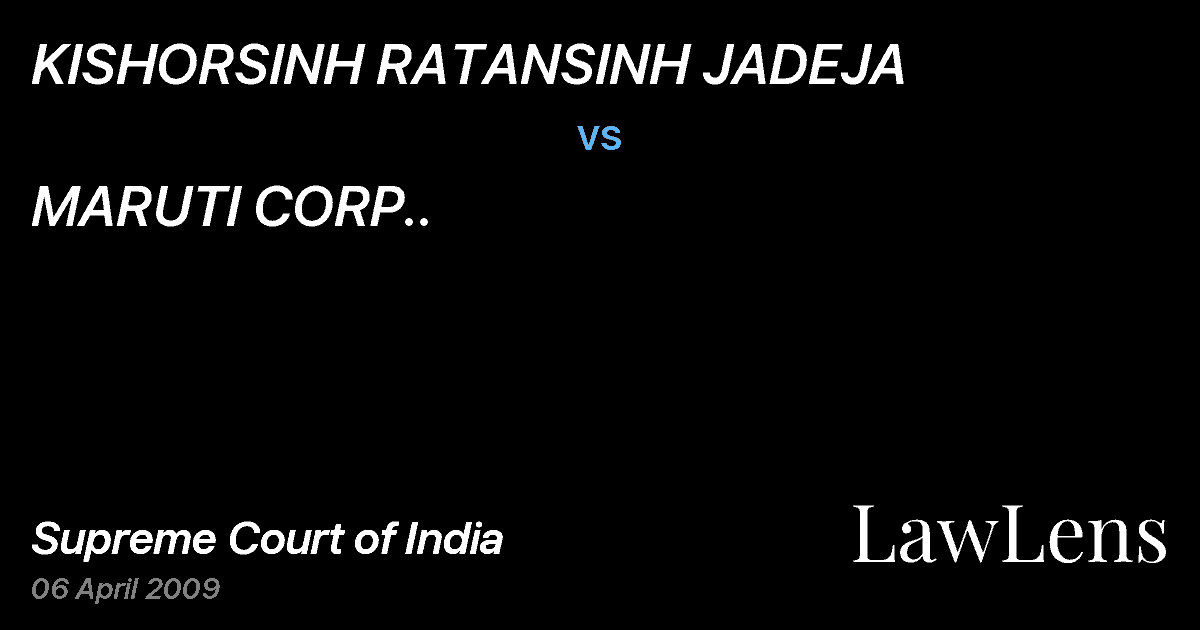 Preview image for KISHORSINH RATANSINH JADEJA vs. MARUTI CORP..