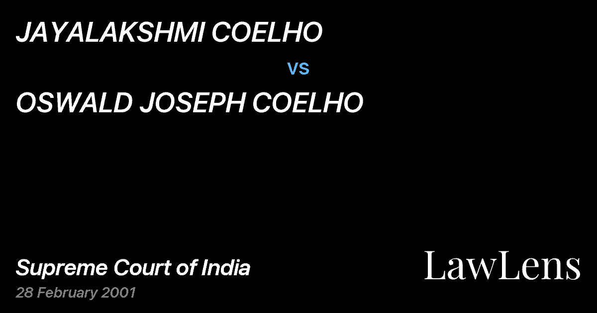 Preview image for JAYALAKSHMI COELHO vs. OSWALD JOSEPH COELHO
