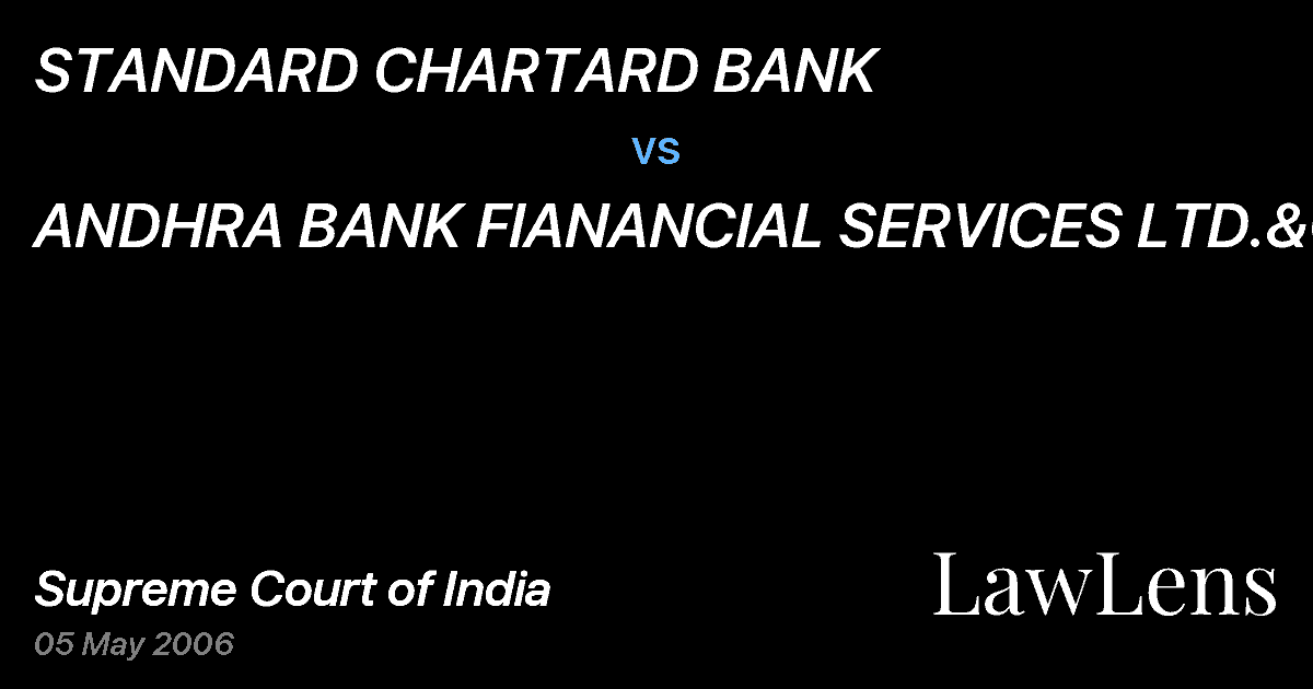 Preview image for STANDARD CHARTARD BANK vs. ANDHRA BANK FIANANCIAL SERVICES LTD.&ORS