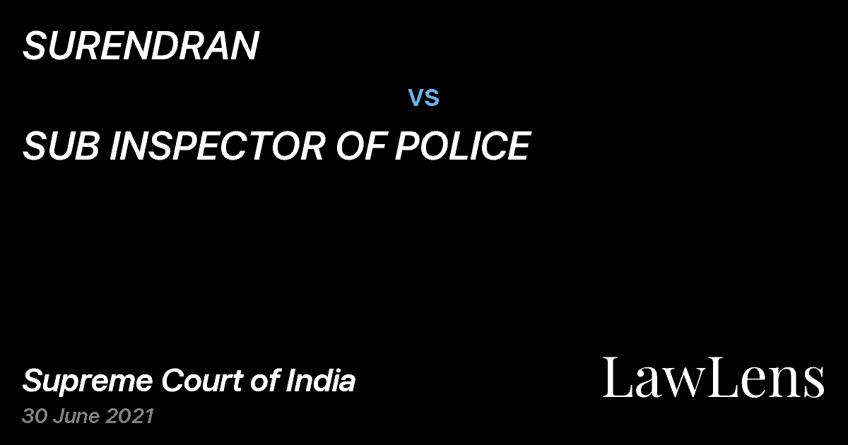 Preview image for SURENDRAN vs. SUB INSPECTOR OF POLICE