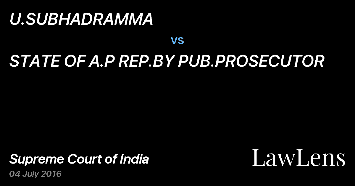 Preview image for U.SUBHADRAMMA vs. STATE OF A.P REP.BY PUB.PROSECUTOR