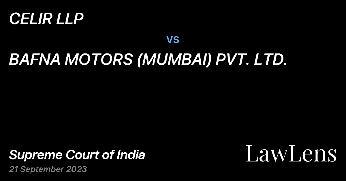 Preview image for CELIR LLP vs. BAFNA MOTORS (MUMBAI) PVT. LTD.