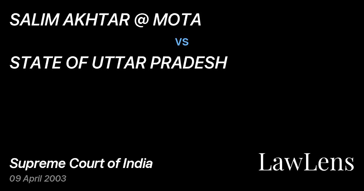 Preview image for SALIM AKHTAR @ MOTA vs. STATE OF UTTAR PRADESH