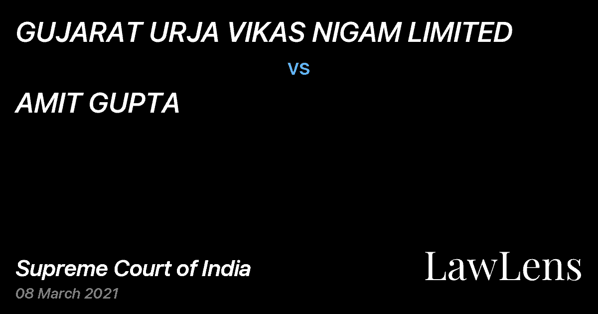 Preview image for GUJARAT URJA VIKAS NIGAM LIMITED vs. AMIT GUPTA