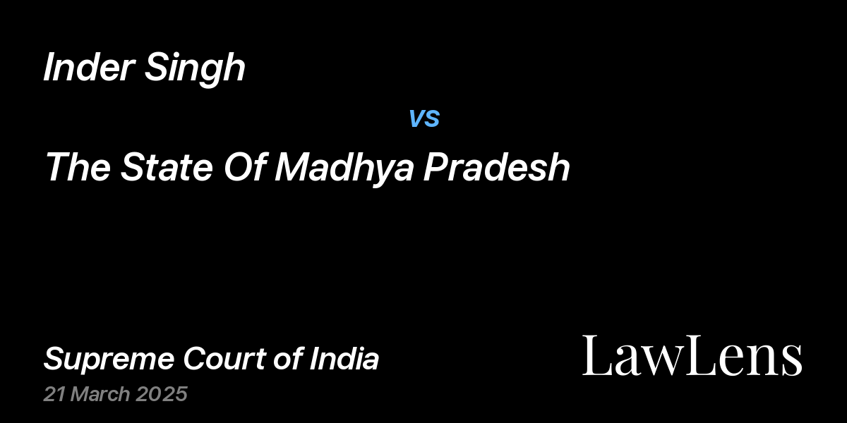 Preview image for Inder Singh vs. The State Of Madhya Pradesh
