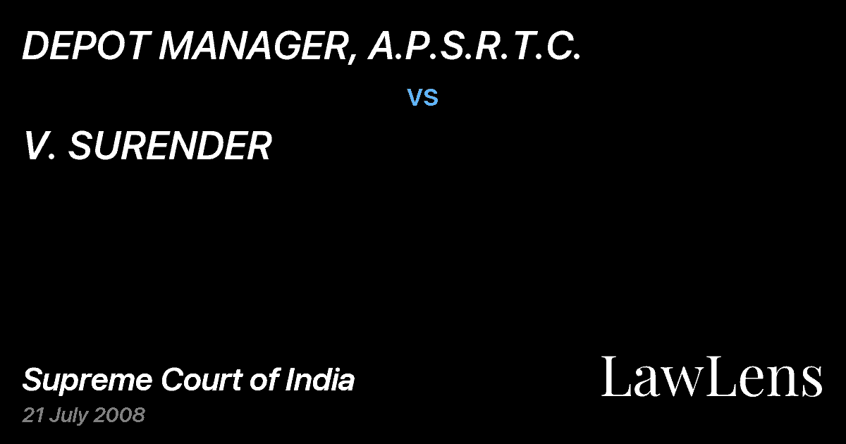 Preview image for DEPOT MANAGER, A.P.S.R.T.C. vs. V. SURENDER
