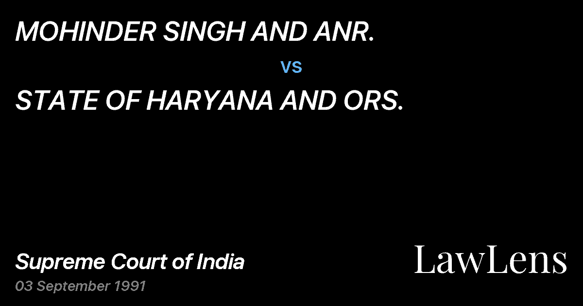Preview image for MOHINDER SINGH AND ANR. vs. STATE OF HARYANA AND ORS.