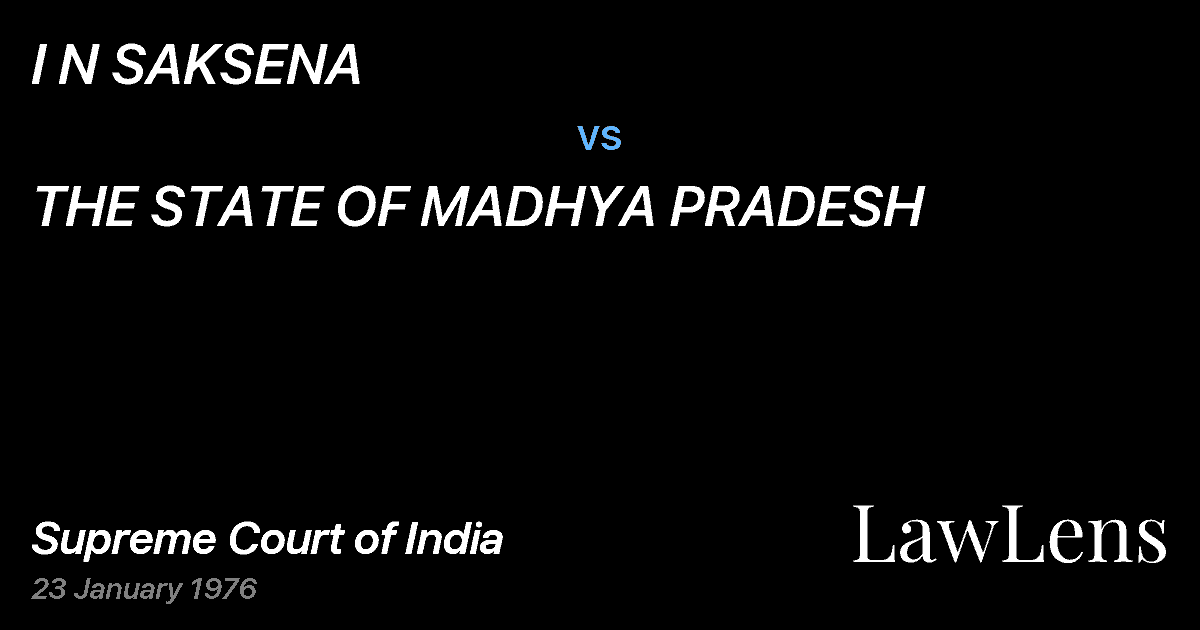 Preview image for I N SAKSENA vs. THE STATE OF MADHYA PRADESH