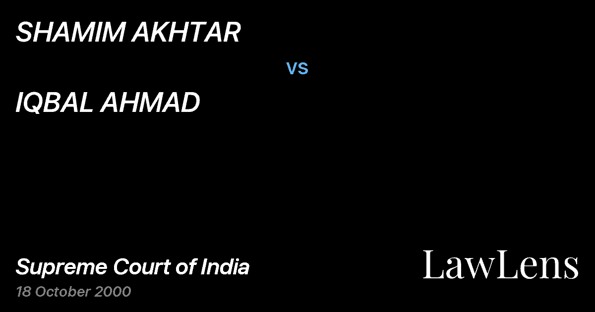Preview image for SHAMIM AKHTAR vs. IQBAL AHMAD