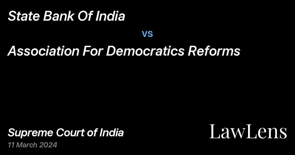 Preview image for State Bank Of India vs. Association For Democratics Reforms