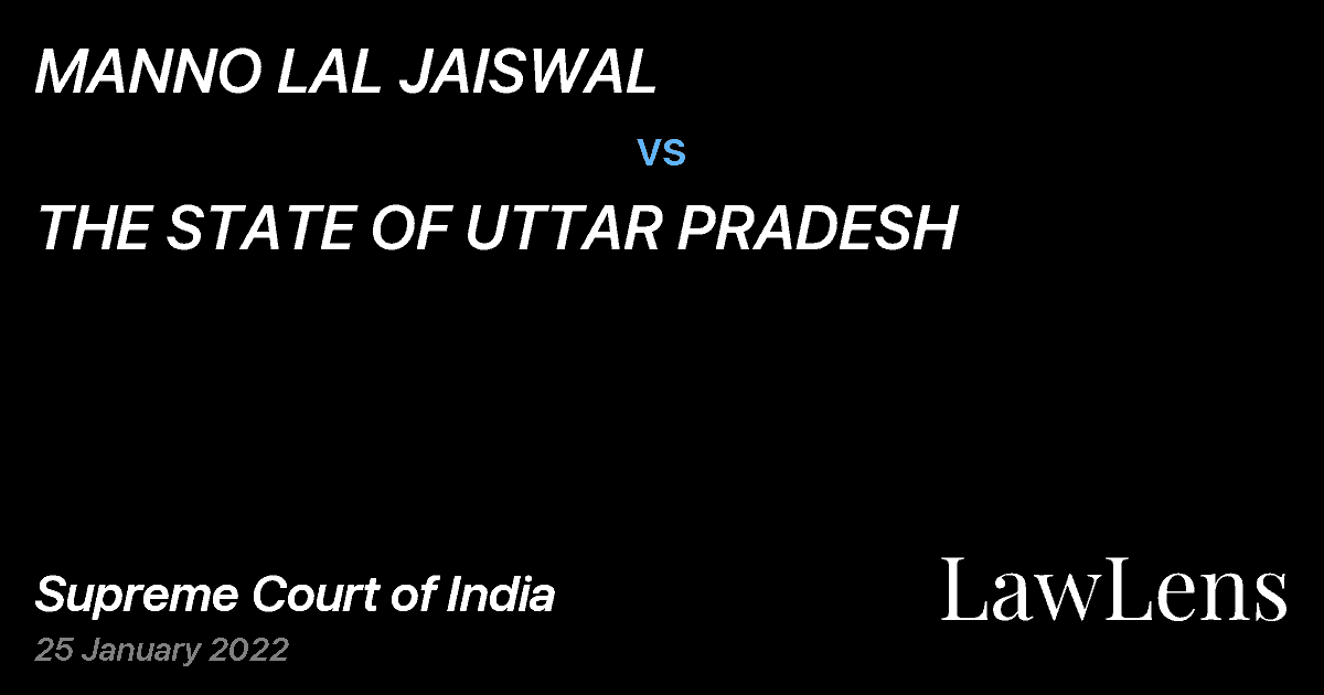 Preview image for MANNO LAL JAISWAL vs. THE STATE OF UTTAR PRADESH