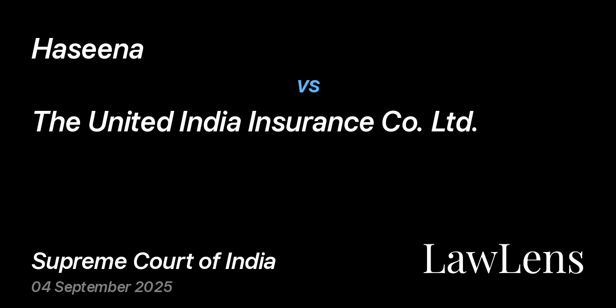 Preview image for Haseena vs. The United India Insurance Co. Ltd.