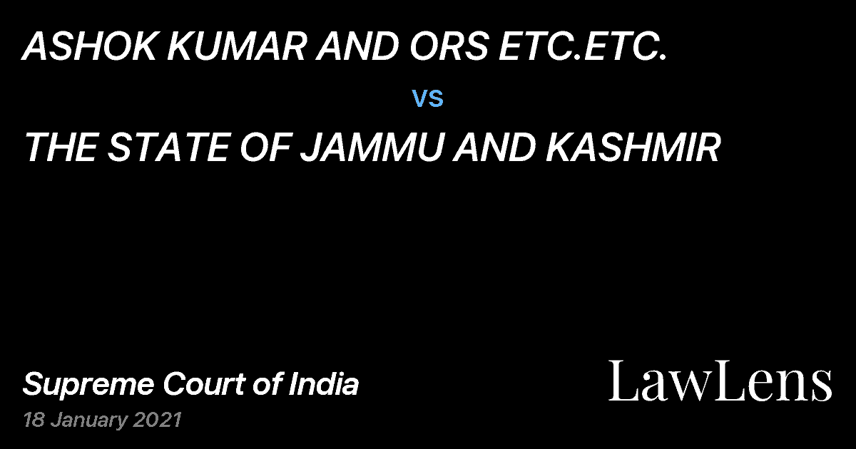 Preview image for ASHOK KUMAR AND ORS ETC.ETC. vs. THE STATE OF JAMMU AND KASHMIR