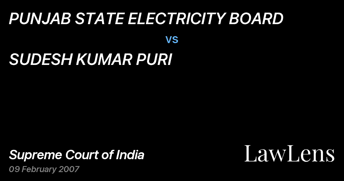 Preview image for PUNJAB STATE ELECTRICITY BOARD vs. SUDESH KUMAR PURI