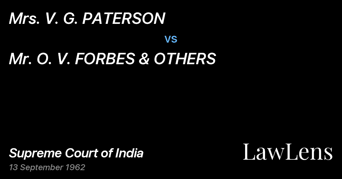 Preview image for Mrs. V. G. PATERSON vs. Mr. O. V. FORBES & OTHERS