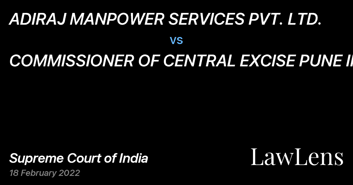 Preview image for ADIRAJ MANPOWER SERVICES PVT. LTD. vs. COMMISSIONER OF CENTRAL EXCISE PUNE II