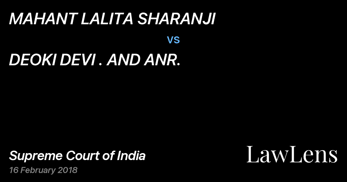 Preview image for MAHANT LALITA SHARANJI vs. DEOKI DEVI . AND ANR.