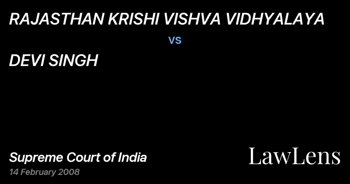 Preview image for RAJASTHAN KRISHI VISHVA VIDHYALAYA vs. DEVI SINGH