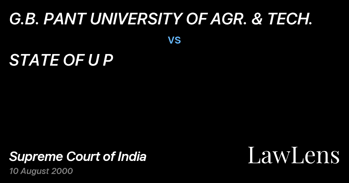 Preview image for G.B. PANT UNIVERSITY OF AGR. & TECH. vs. STATE OF U P