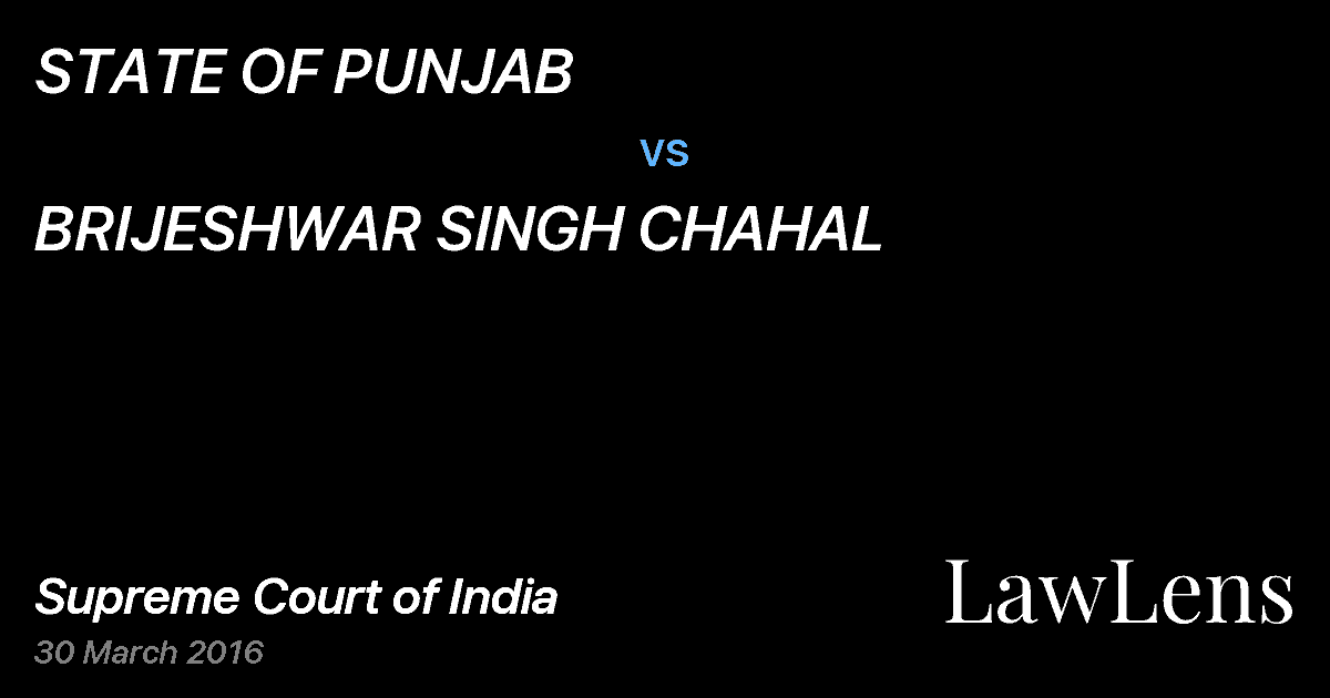Preview image for STATE OF PUNJAB vs. BRIJESHWAR SINGH CHAHAL