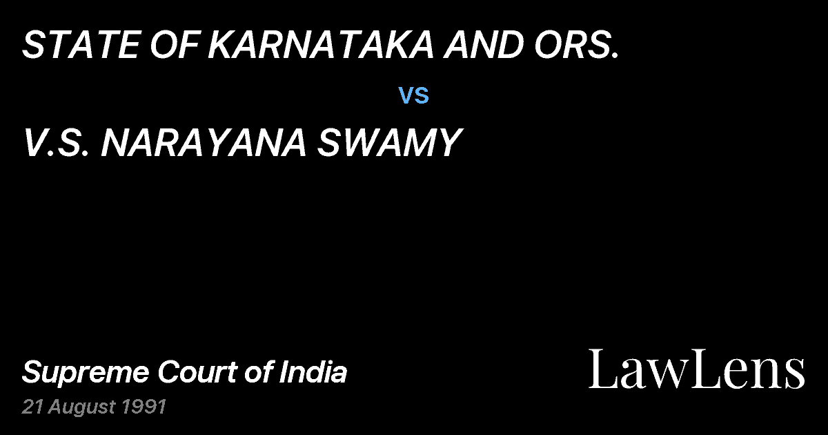 Preview image for STATE OF KARNATAKA AND ORS. vs. V.S. NARAYANA SWAMY