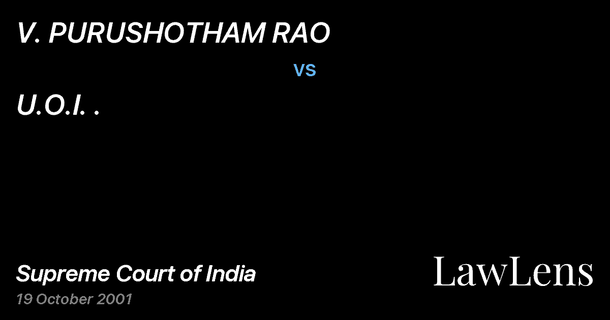 Preview image for V. PURUSHOTHAM RAO vs. U.O.I. .