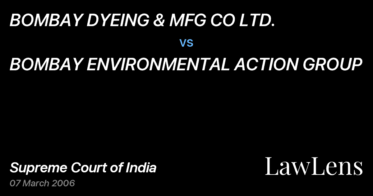 Preview image for BOMBAY DYEING & MFG CO LTD. vs. BOMBAY ENVIRONMENTAL ACTION GROUP