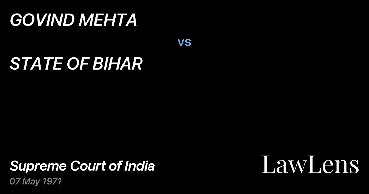 Preview image for GOVIND MEHTA vs. STATE OF BIHAR