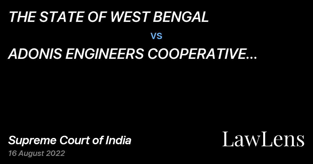 Preview image for THE STATE OF WEST BENGAL vs. ADONIS ENGINEERS COOPERATIVE CONSTRUCTION SOCIETY LIMITED