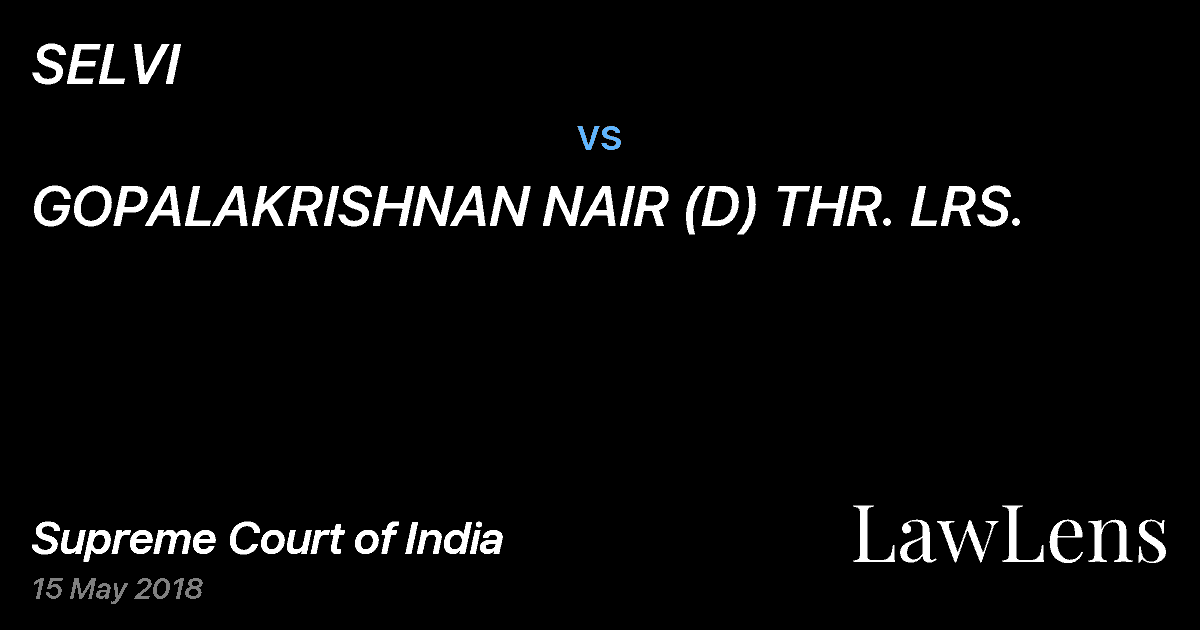 Preview image for SELVI vs. GOPALAKRISHNAN NAIR (D) THR. LRS.