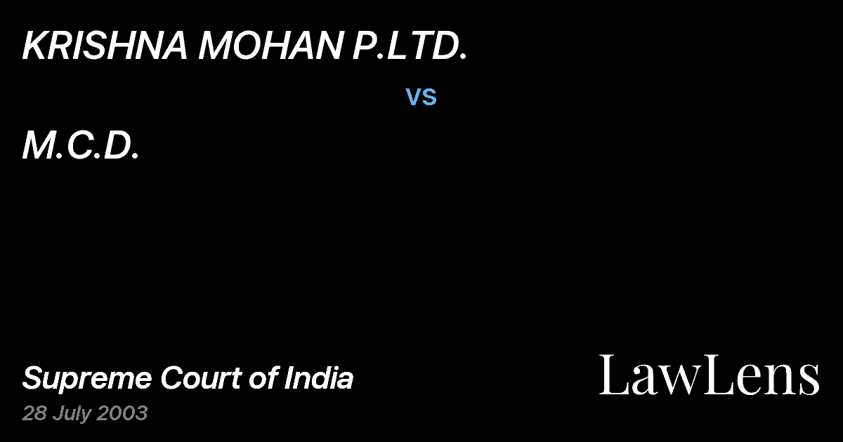 Preview image for KRISHNA MOHAN P.LTD. vs. M.C.D.
