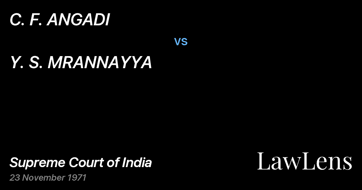 Preview image for C. F. ANGADI vs. Y. S. MRANNAYYA