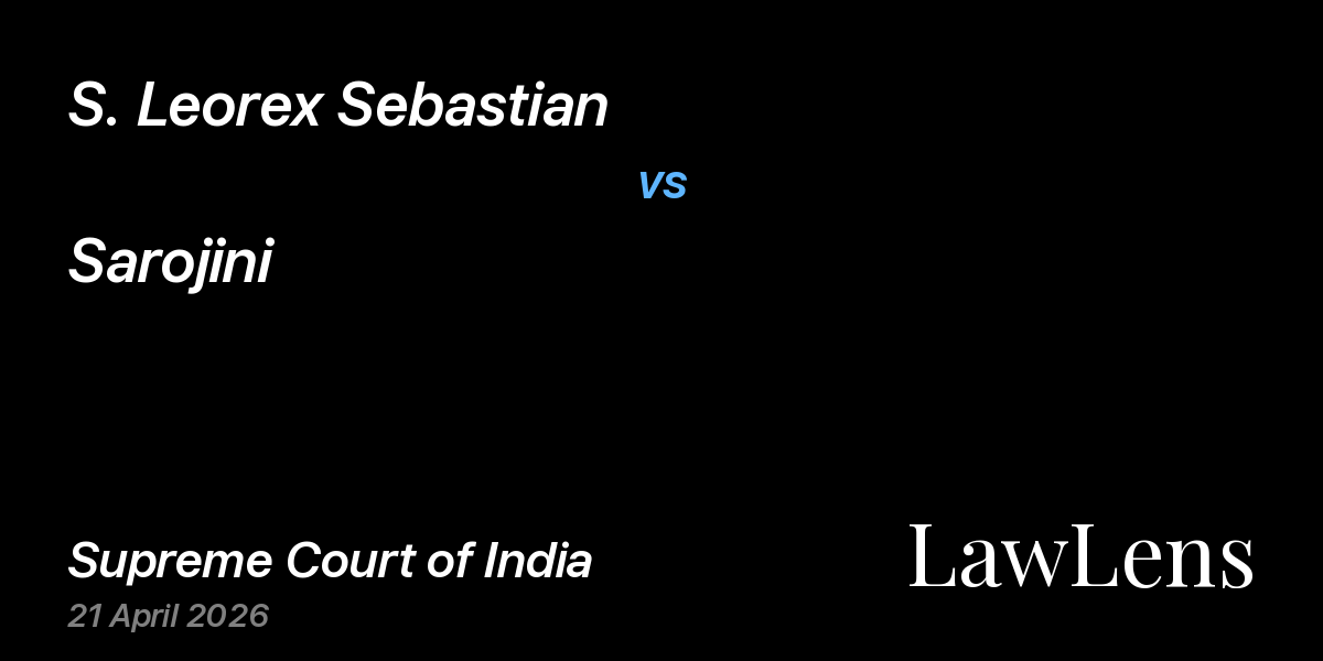 Preview image for S. Leorex Sebastian vs. Sarojini