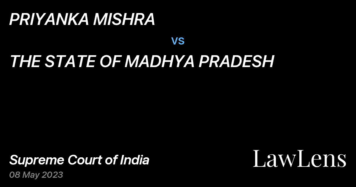 Preview image for PRIYANKA MISHRA vs. THE STATE OF MADHYA PRADESH