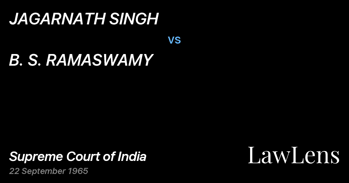Preview image for JAGARNATH SINGH vs. B. S. RAMASWAMY