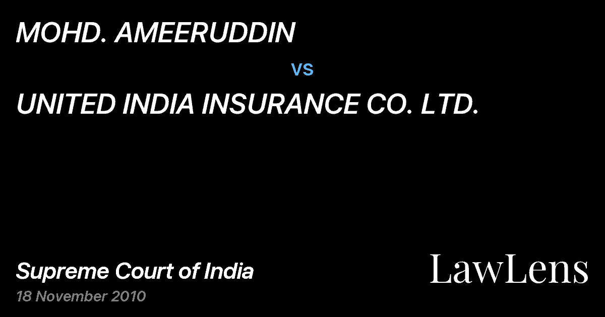 Preview image for MOHD. AMEERUDDIN vs. UNITED INDIA INSURANCE CO. LTD.