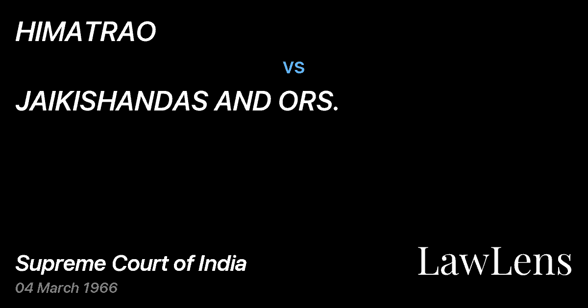 Preview image for HIMATRAO vs. JAIKISHANDAS AND ORS.