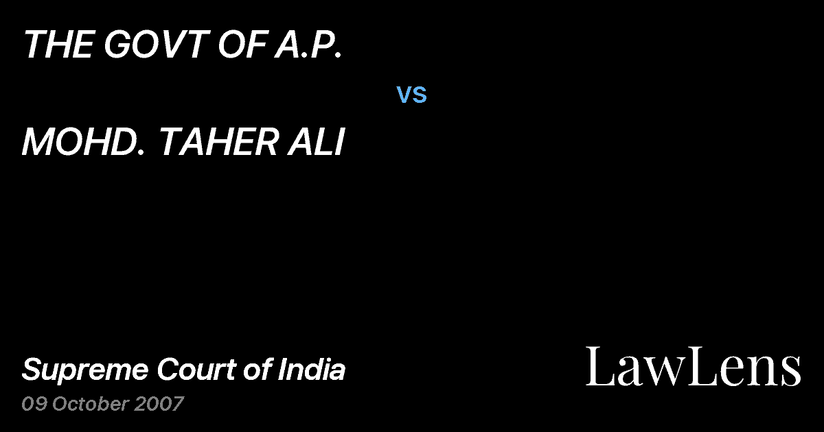 Preview image for THE GOVT OF A.P. vs. MOHD. TAHER ALI