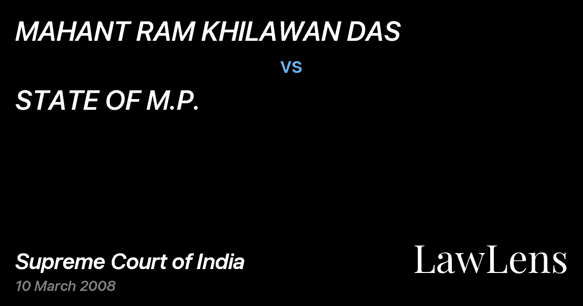 Preview image for MAHANT RAM KHILAWAN DAS vs. STATE OF M.P.