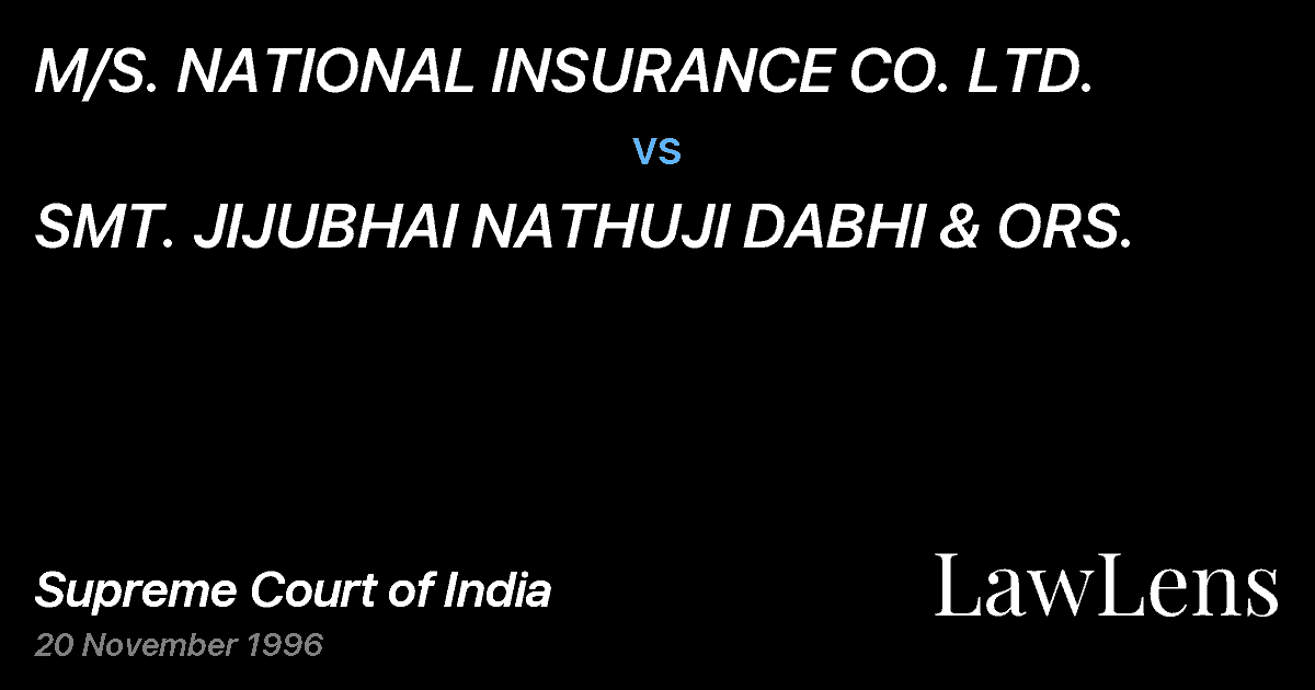 Preview image for M/S. NATIONAL INSURANCE CO. LTD. vs. SMT. JIJUBHAI NATHUJI DABHI & ORS.