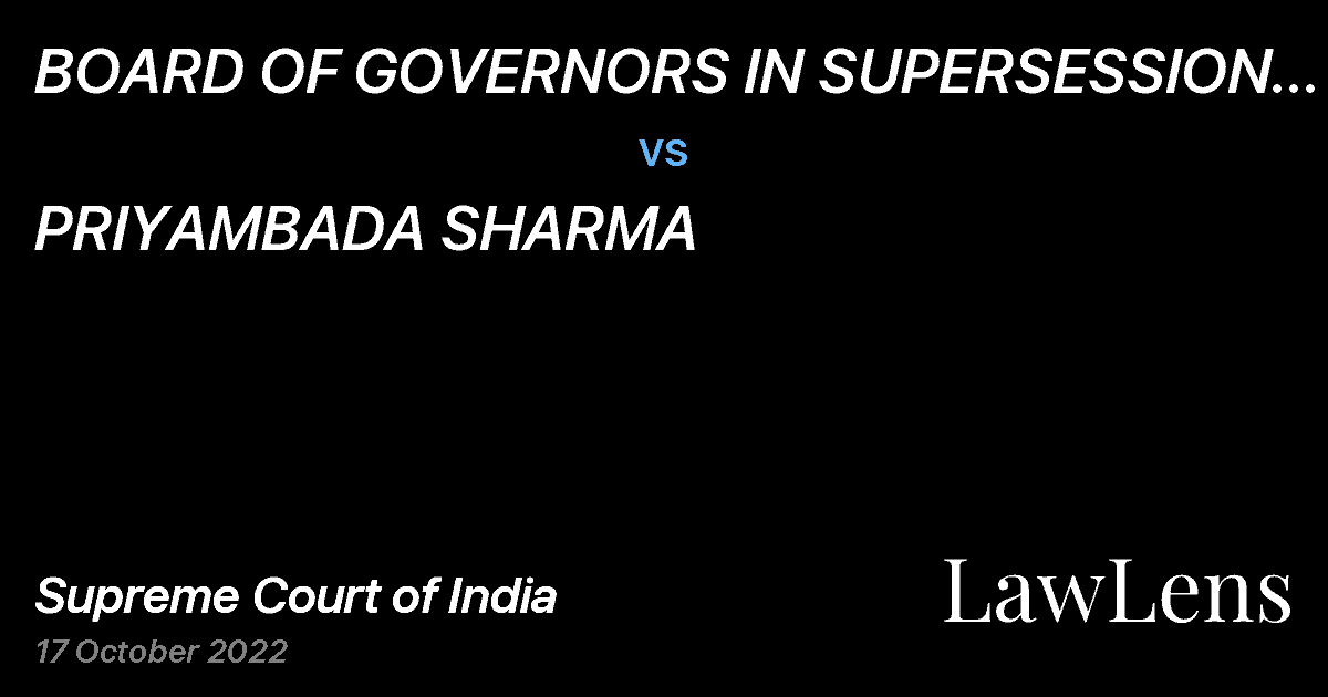 Preview image for BOARD OF GOVERNORS IN SUPERSESSION OF MEDICAL COUNCIL OF INDIA vs. PRIYAMBADA SHARMA