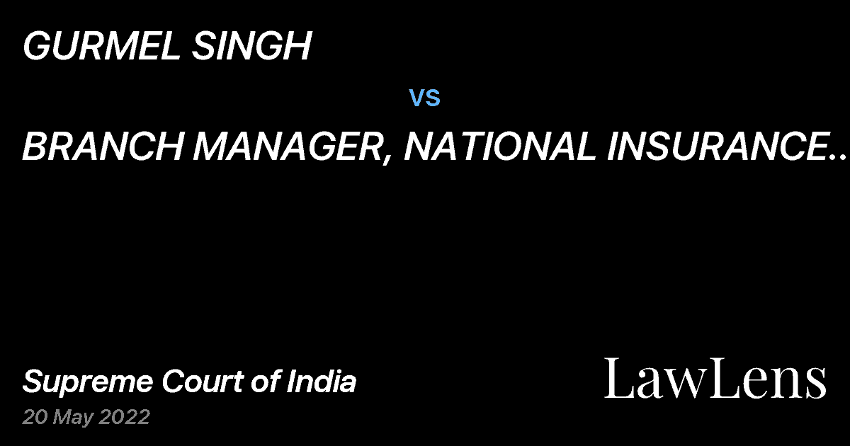 Preview image for GURMEL SINGH vs. BRANCH MANAGER, NATIONAL INSURANCE CO. LTD.