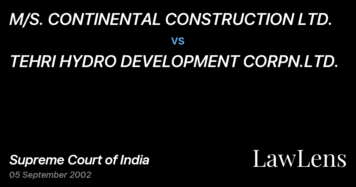 Preview image for M/S. CONTINENTAL CONSTRUCTION LTD. vs. TEHRI HYDRO DEVELOPMENT CORPN.LTD.